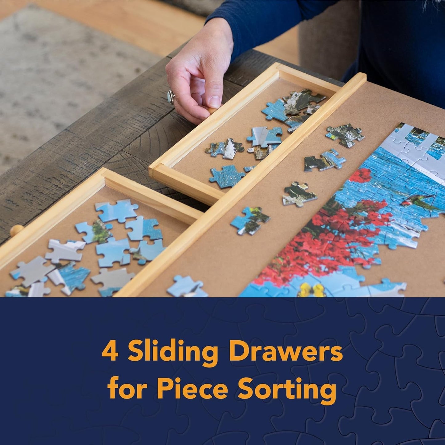 Bits and Pieces Rotating Puzzle Board with Drawers – 1000-Piece Jigsaw Puzzle Table, 22 x 30 Inches, Portable