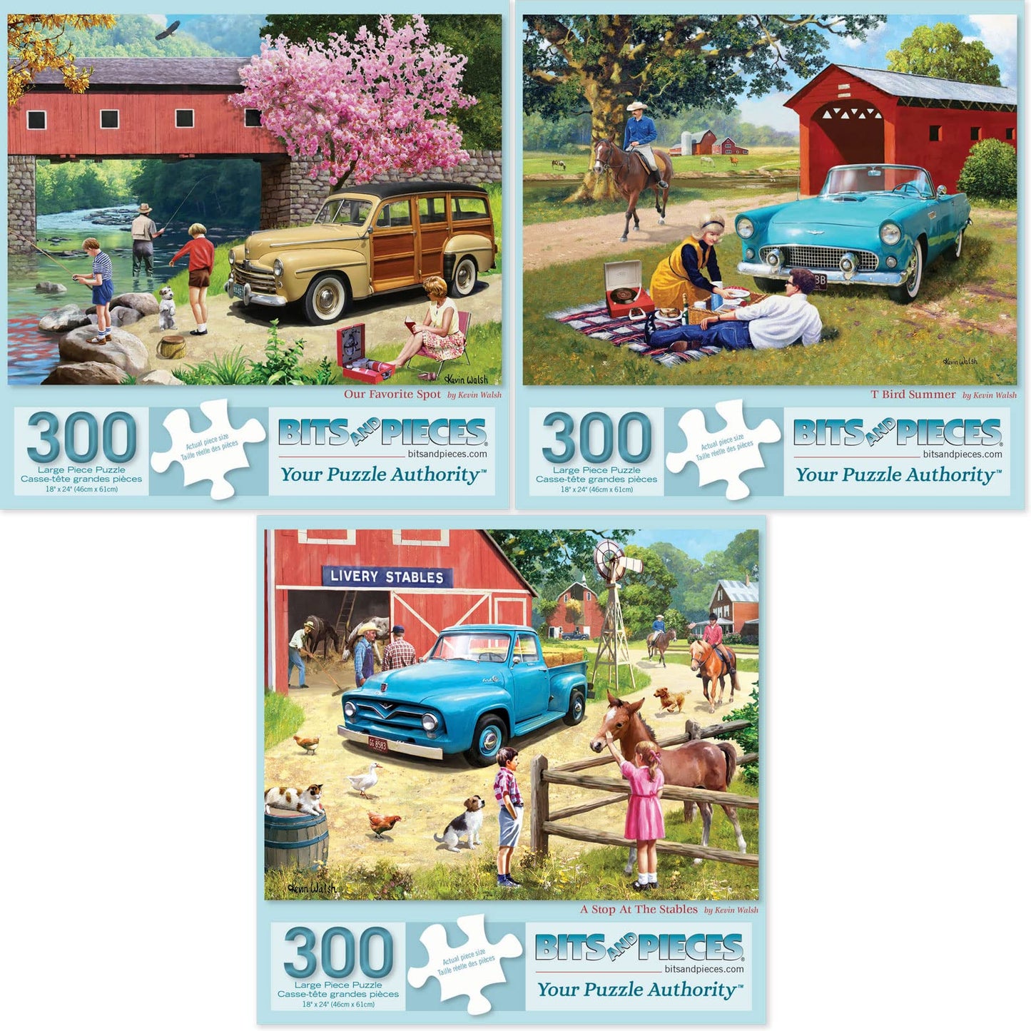 Bits and Pieces - Value Set of 3 Kevin Walsh Jigsaw Puzzles (300/500/1000 Pieces)
