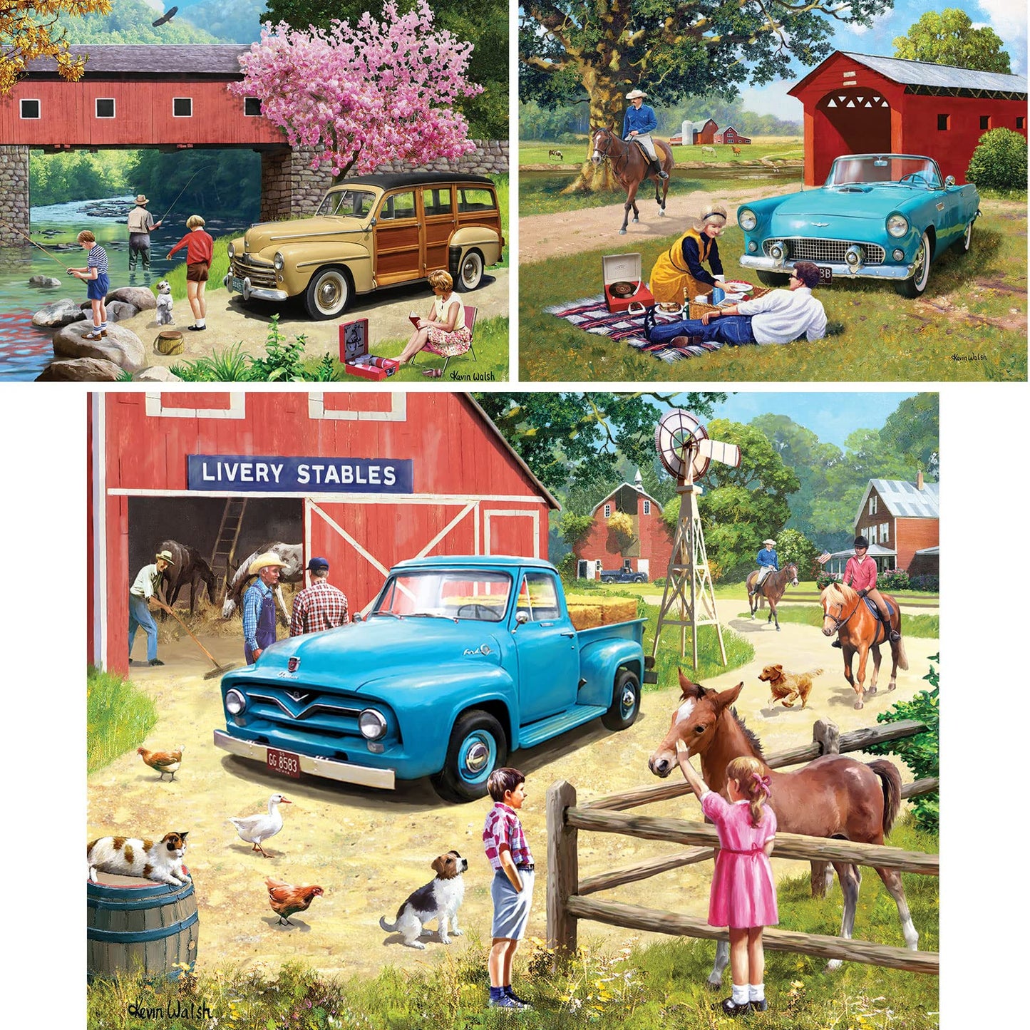 Bits and Pieces - Value Set of 3 Kevin Walsh Jigsaw Puzzles (300/500/1000 Pieces)