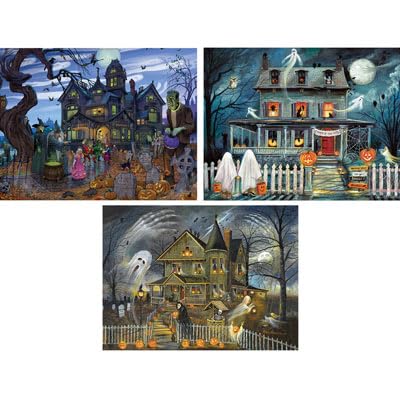 Bits and Pieces - Value Set of Three 300-Piece Halloween Puzzles by Ruane Manning – 18x24