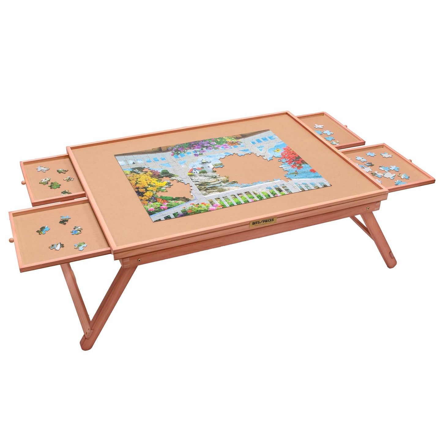 Bits and Pieces Portable Foldable Jigsaw Puzzle Board with Drawers – 25 x 34 Inch Puzzle Table for 1500-Piece Puzzles