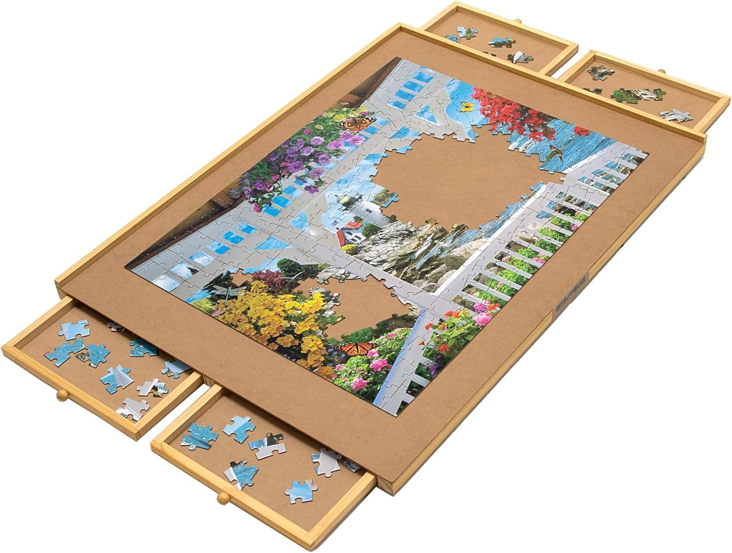 Bits and Pieces Jigsaw Puzzle Board with Drawers – 22x30 Portable Puzzle Table for 1000-Piece Puzzles