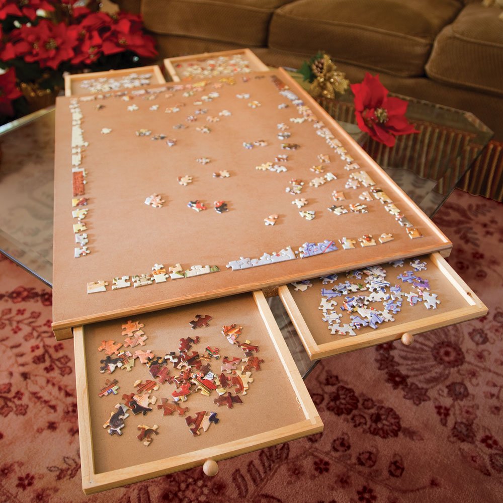 Bits and Pieces Jigsaw Puzzle Board with Drawers – 22x30 Portable Puzzle Table for 1000-Piece Puzzles