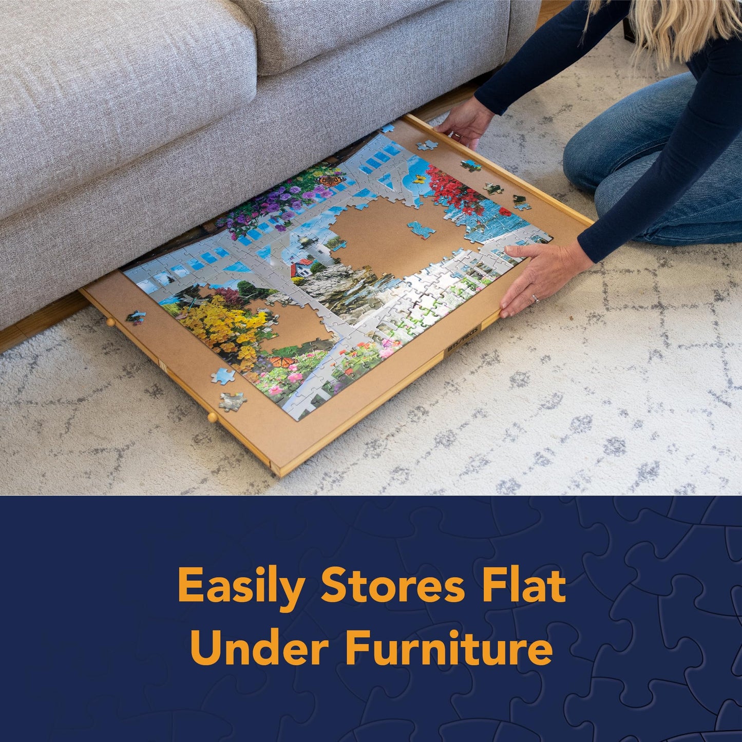 Bits and Pieces Jigsaw Puzzle Board with Drawers – 22x30 Portable Puzzle Table for 1000-Piece Puzzles