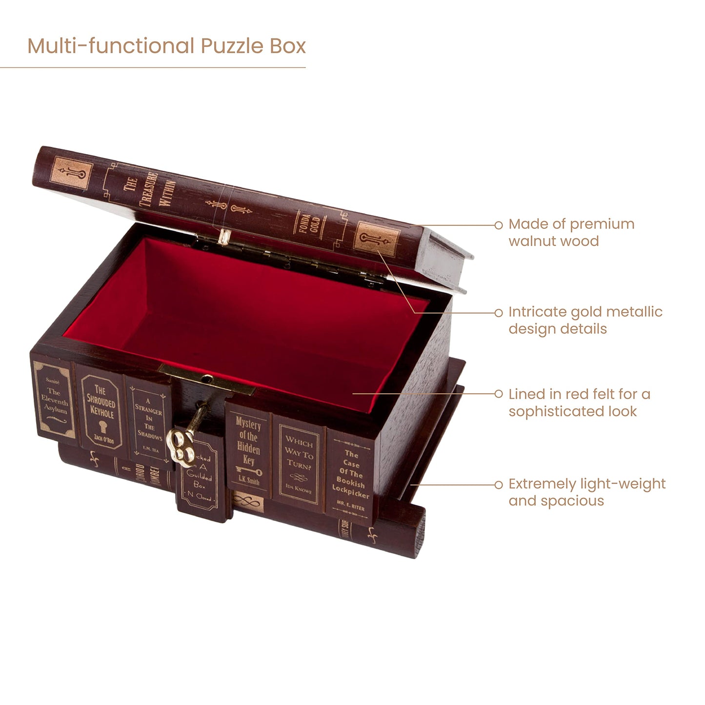 Bits and Pieces Puzzle Box – Treasure Box Brainteaser Jewelry Box (7x5x3.75 in)