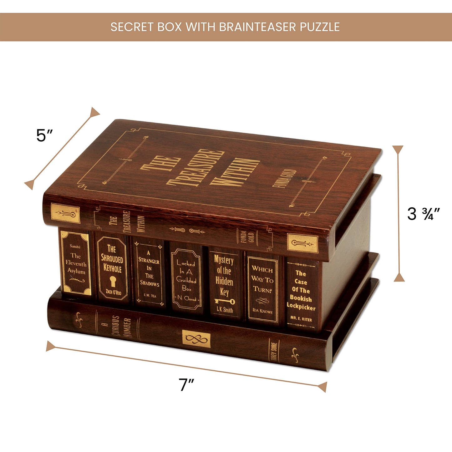 Bits and Pieces Puzzle Box – Treasure Box Brainteaser Jewelry Box (7x5x3.75 in)