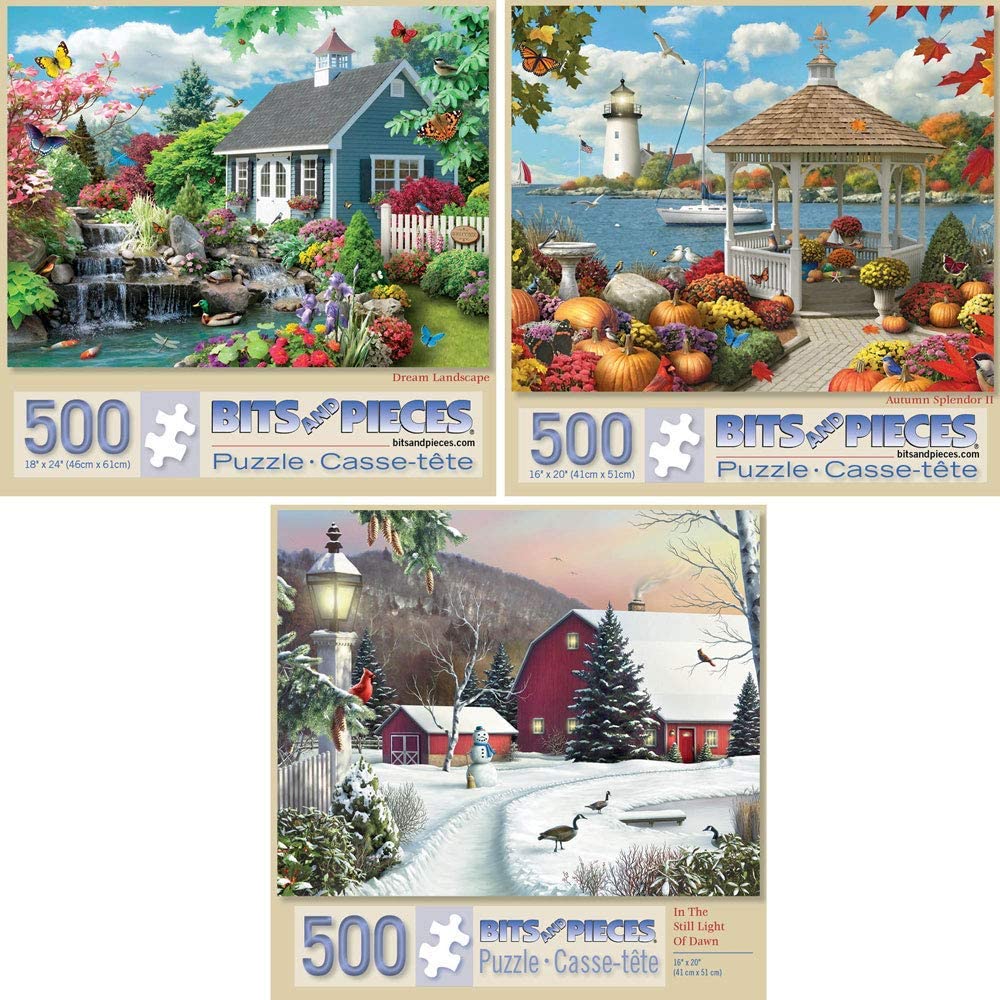 Bits and Pieces – Value Set: Three 500-Piece Nature Puzzles by Alan Giana, Completed 18 x 24 inches