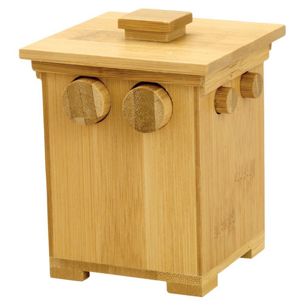 Bits and Pieces Wooden Puzzle Box – Bamboo Tower Design with Hidden Compartment