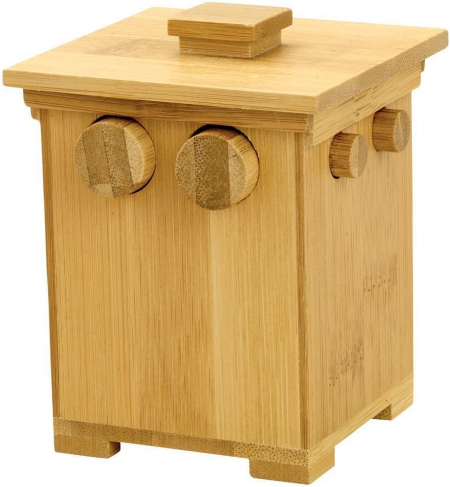 Bits and Pieces Wooden Puzzle Box – Bamboo Tower Design with Hidden Compartment