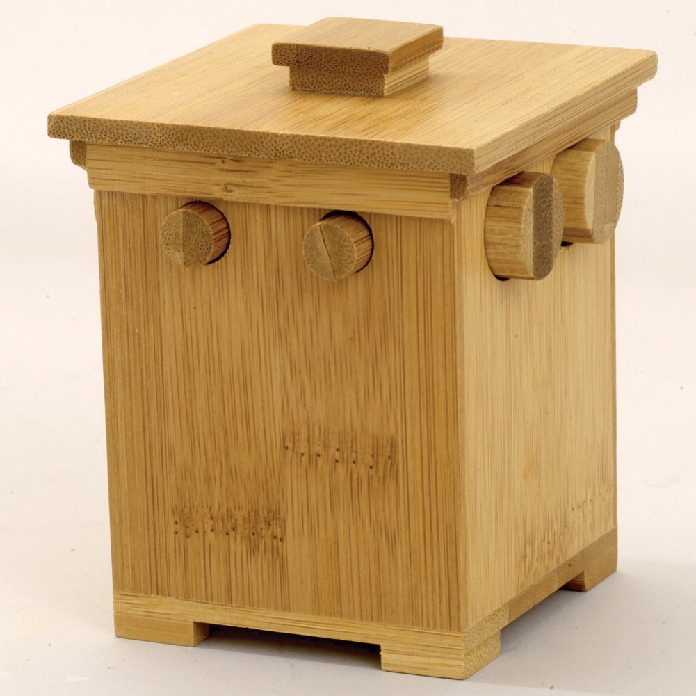 Bits and Pieces Wooden Puzzle Box – Bamboo Tower Design with Hidden Compartment