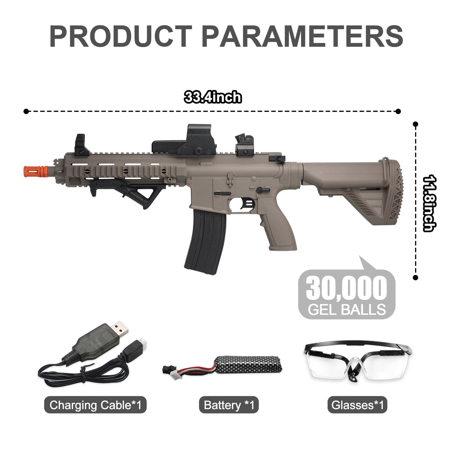 BIU BLASTER 30-Inch Gel Ball Blaster – 140+ FPS, 80+ Ft Range, 1 Mag Edition