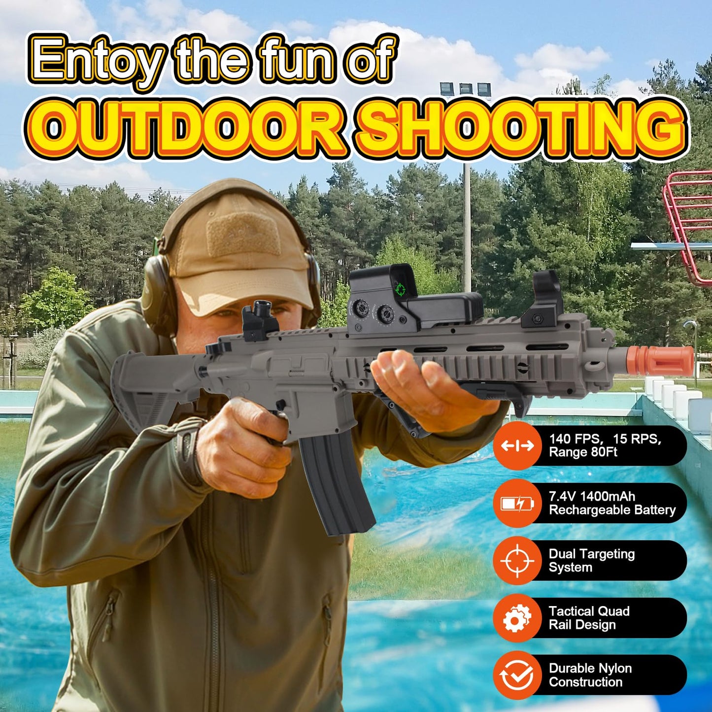 BIU BLASTER 30-Inch Gel Ball Blaster – 140+ FPS, 80+ Ft Range, 1 Mag Edition