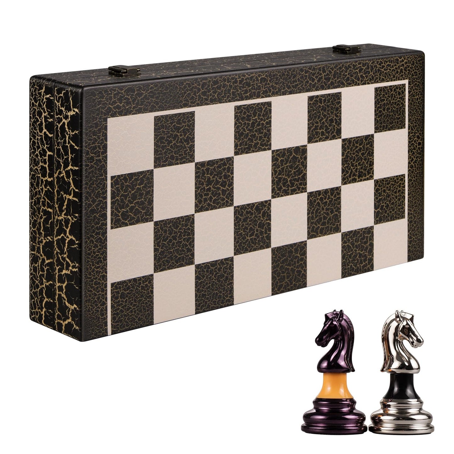 BIVOMON Chess Set – 16-Inch Wooden Foldable Board with 3.5-Inch Weighted Acrylic Pieces and Built-In Storage