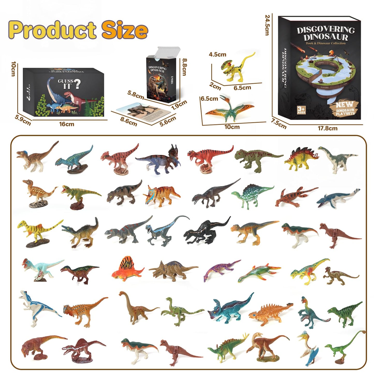 BIWASE Dinosaur Toys Set – 50 Realistic Figures, Cards & Book for Ages 3-12