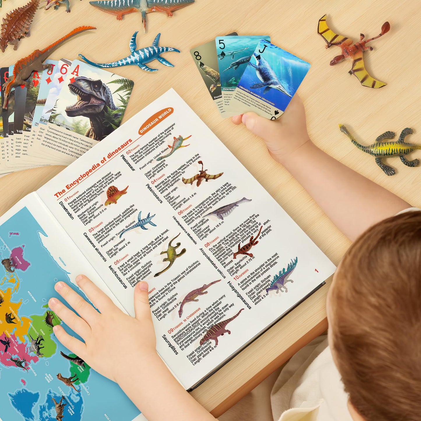 BIWASE Dinosaur Toys Book: 50 Dinosaurs Figures & 54 Cards – Interactive Kids Educational Toy