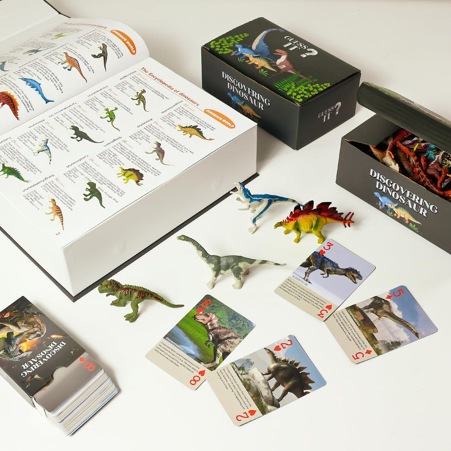 BIWASE Dinosaur Toys Set – 50 Realistic Figures, Cards & Book for Ages 3-12