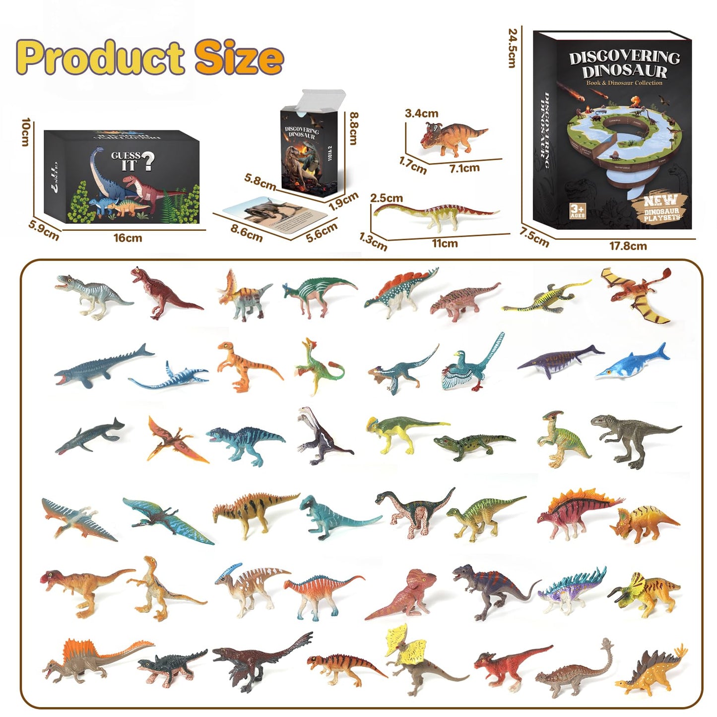 BIWASE Dinosaur Toys Book: 50 Dinosaurs Figures & 54 Cards – Interactive Kids Educational Toy