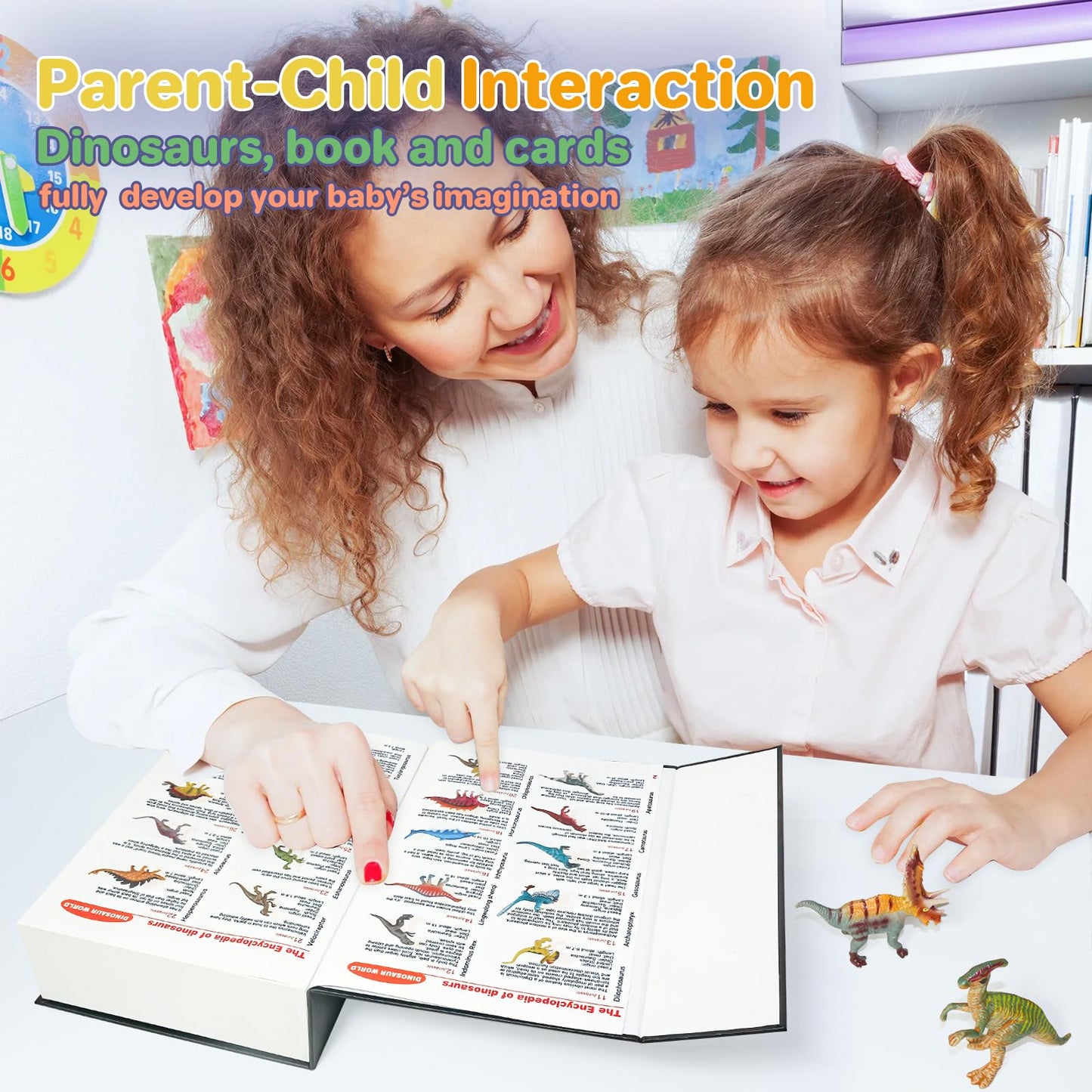 BIWASE Dinosaur Toys Book: 50 Dinosaurs Figures & 54 Cards – Interactive Kids Educational Toy