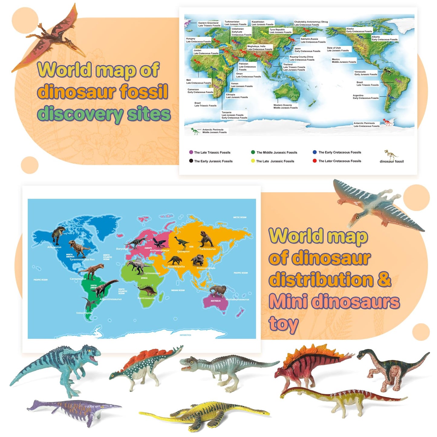 BIWASE Dinosaur Toys Book: 50 Dinosaurs Figures & 54 Cards – Interactive Kids Educational Toy
