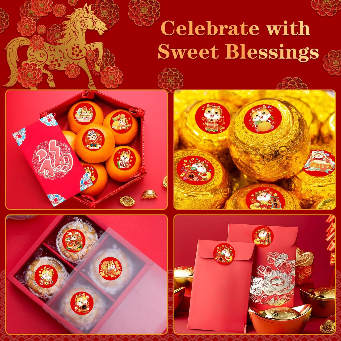 BIZIBAFF 160PCS Lunar New Year Stickers – 2026 Year of the Horse Collection