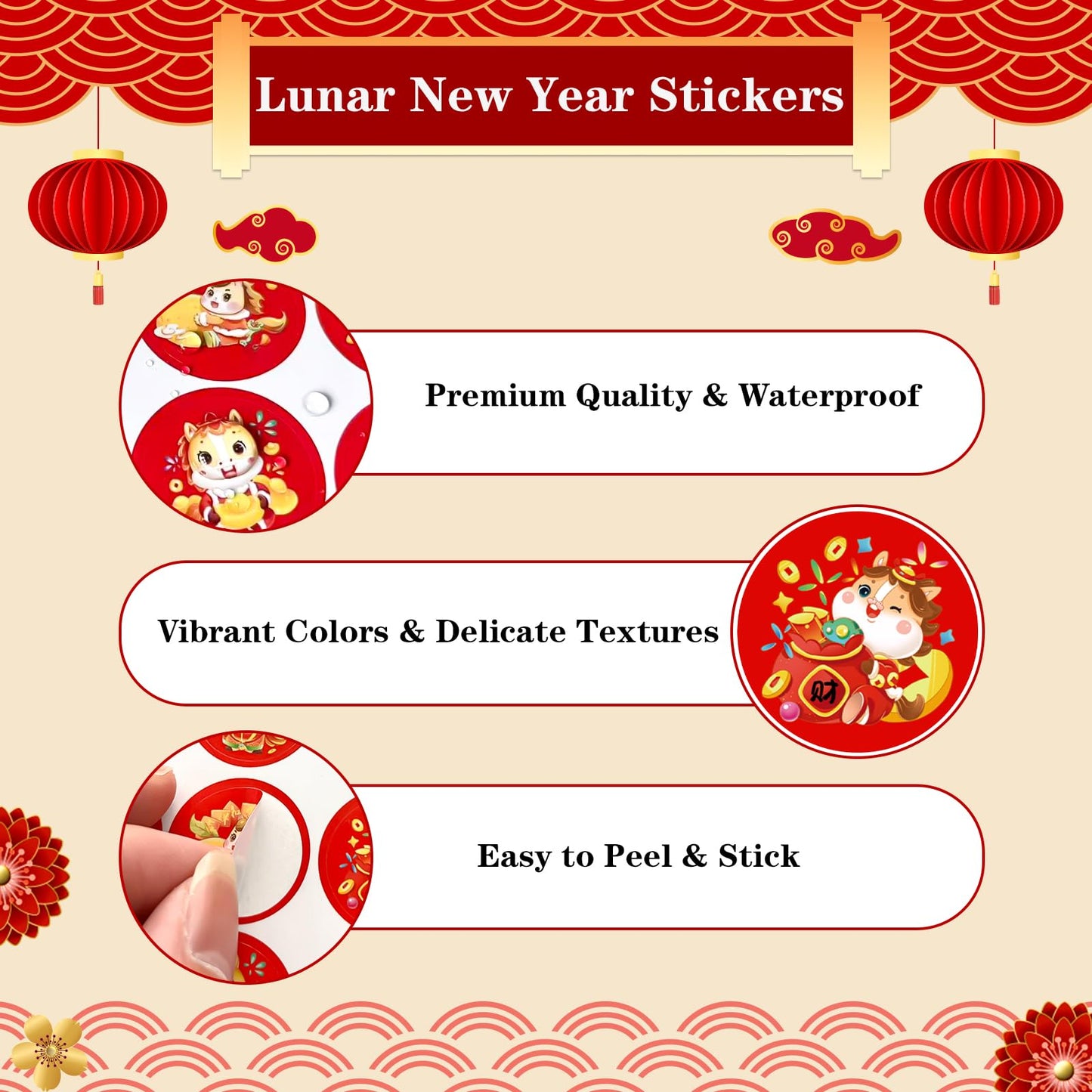 BIZIBAFF 160PCS Lunar New Year Stickers – 2026 Year of the Horse Collection