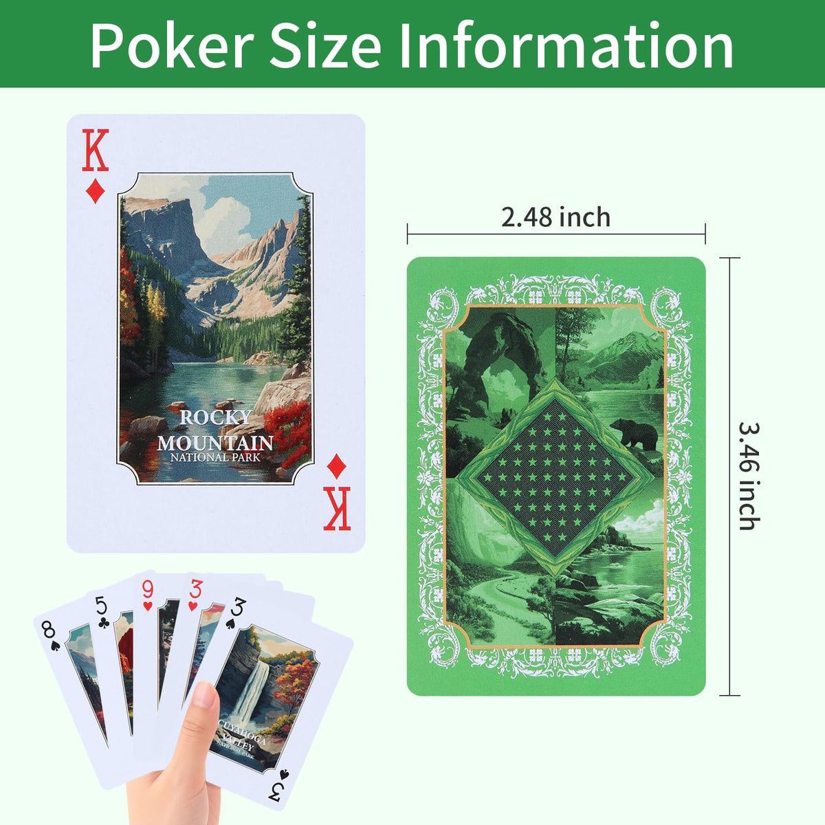 BIZYAC National Parks Playing Cards | 54 Unique Parks Deck for Travel & Outdoors