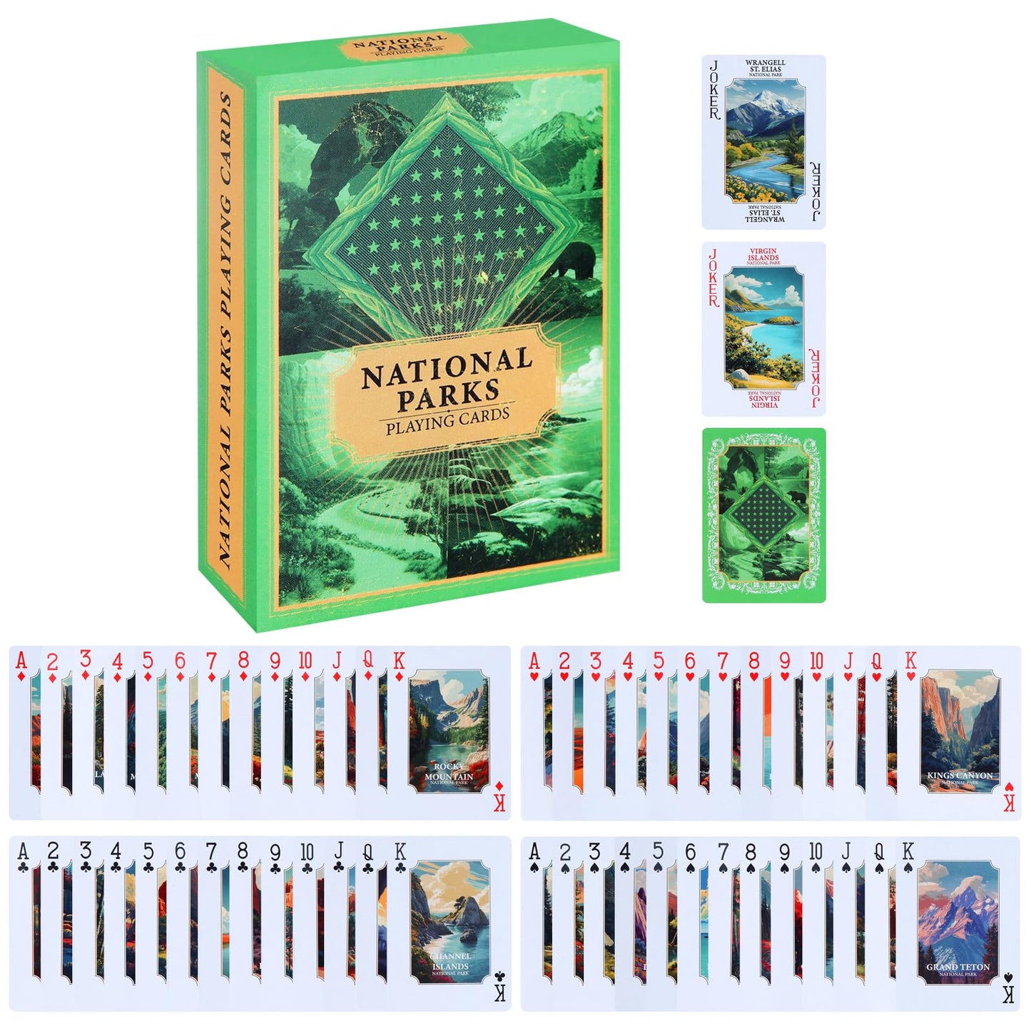 BIZYAC National Parks Playing Cards | 54 Unique Parks Deck for Travel & Outdoors