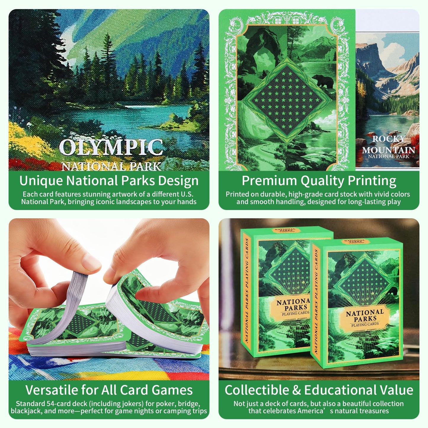 BIZYAC National Parks Playing Cards | 54 Unique Parks Deck for Travel & Outdoors