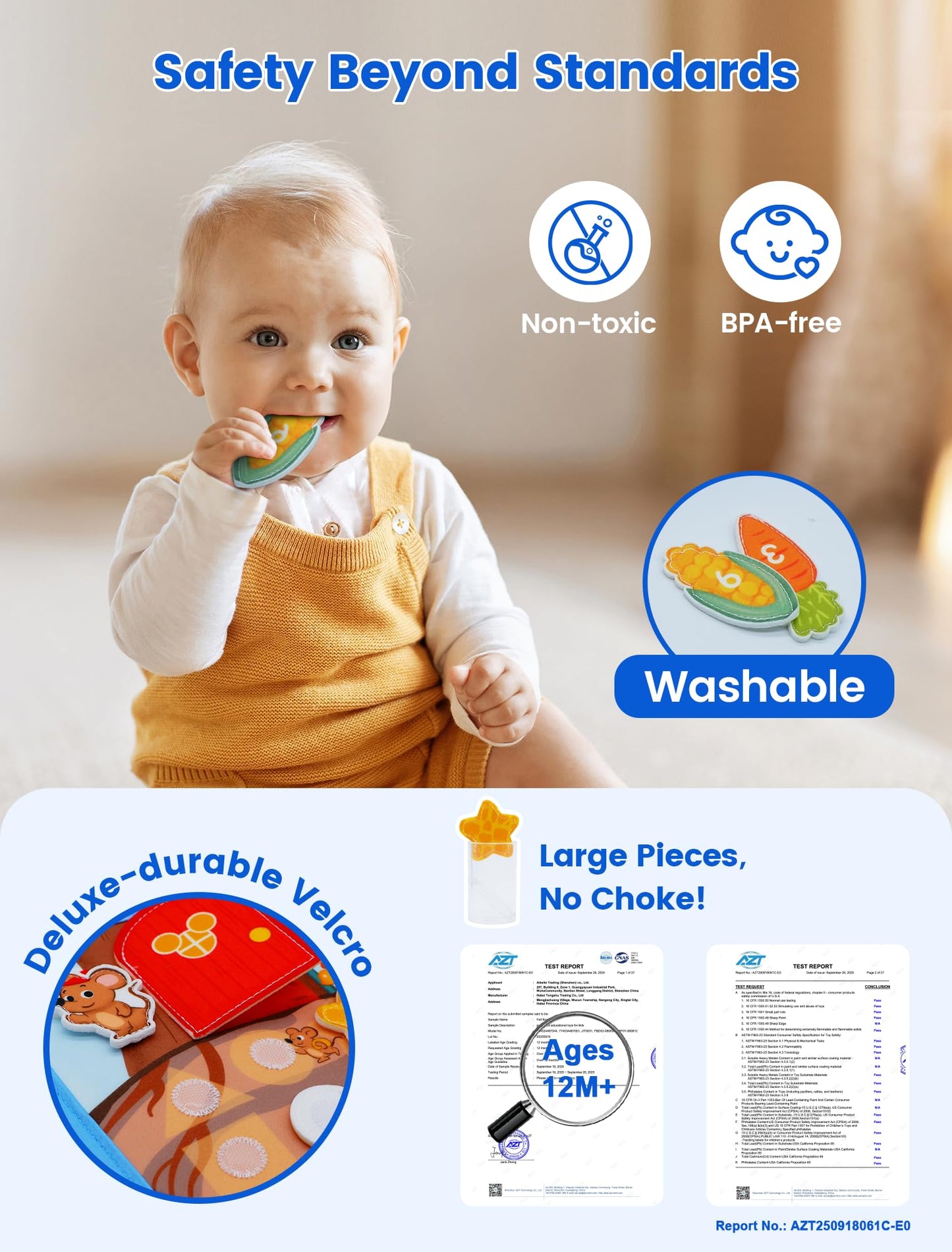 BizyKoady Toddler Busy Book for 1-3 | Montessori Felt Busy Board | Screen-Free Learning & Travel Toy