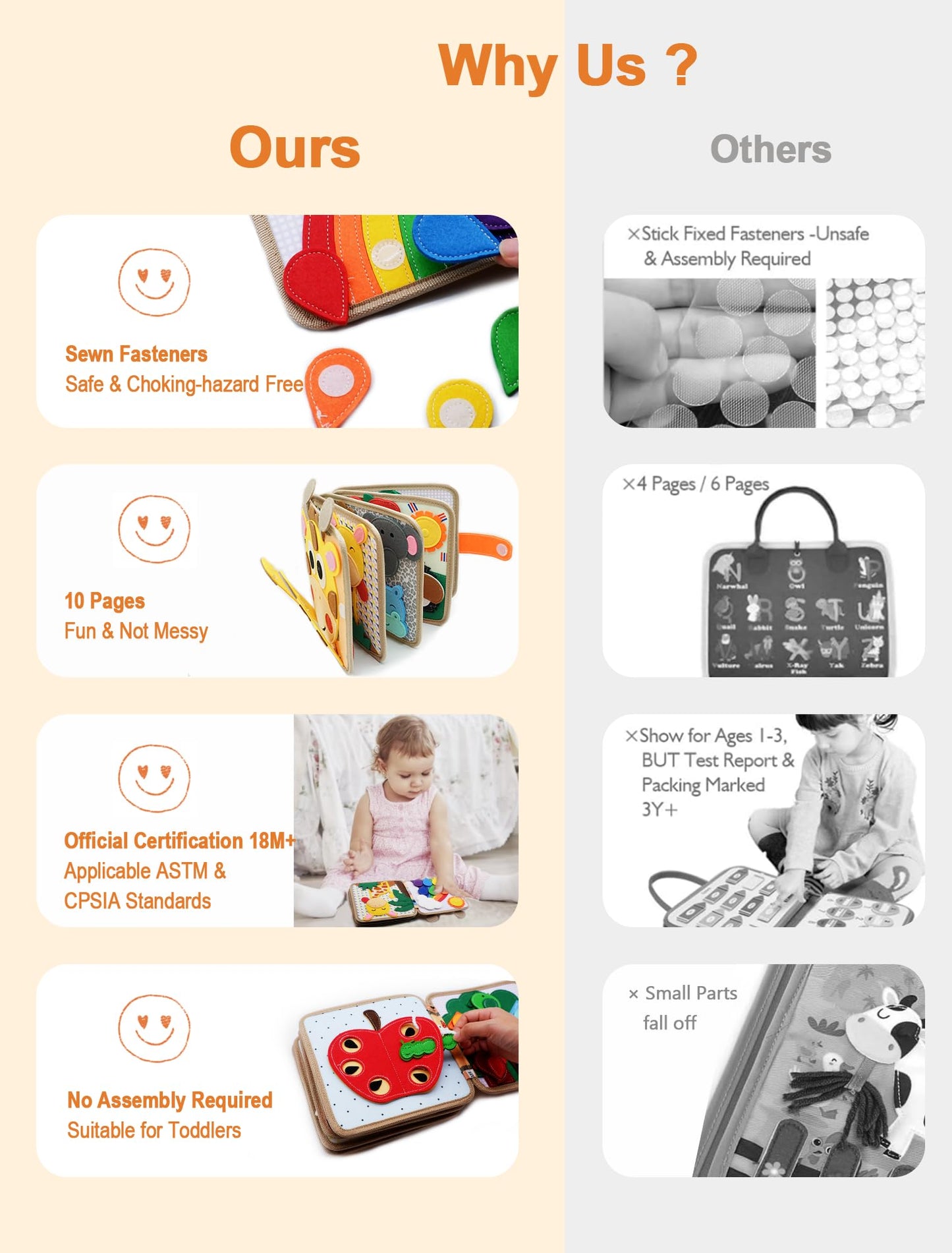 BizyKoady Busy Book for Toddlers 1-3 – Montessori Sensory Toy, Giraffe Theme, Travel Activity Book