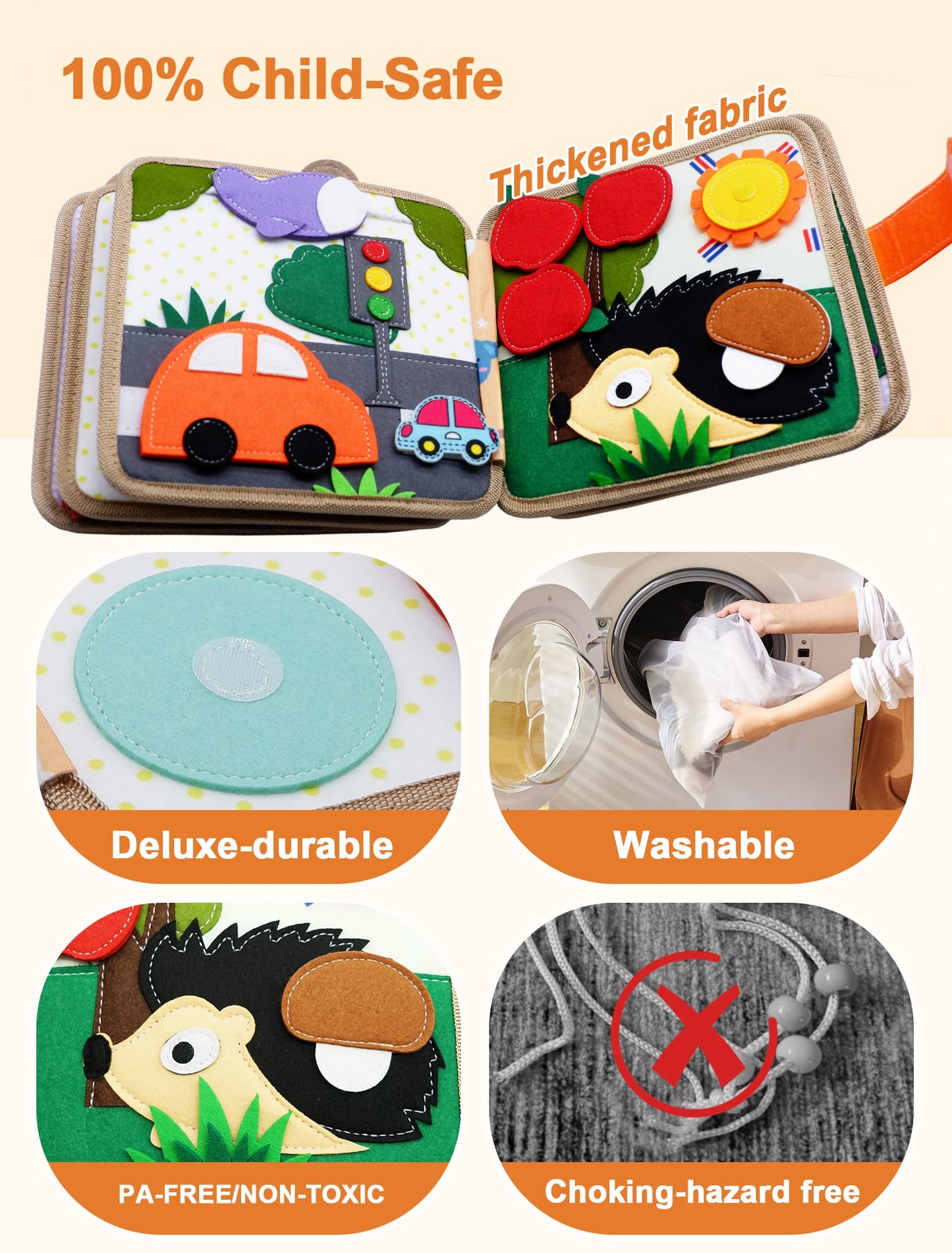 BizyKoady Busy Book for Toddlers 1-3 – Montessori Sensory Toy, Giraffe Theme, Travel Activity Book