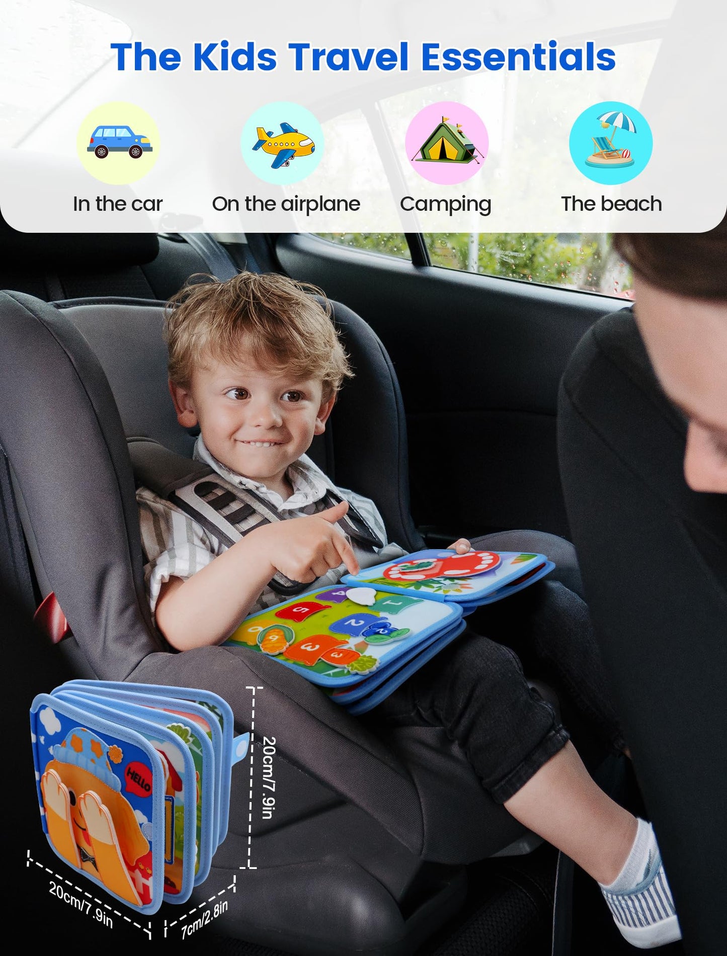 BizyKoady Toddler Busy Book for 1-3 | Montessori Felt Busy Board | Screen-Free Learning & Travel Toy