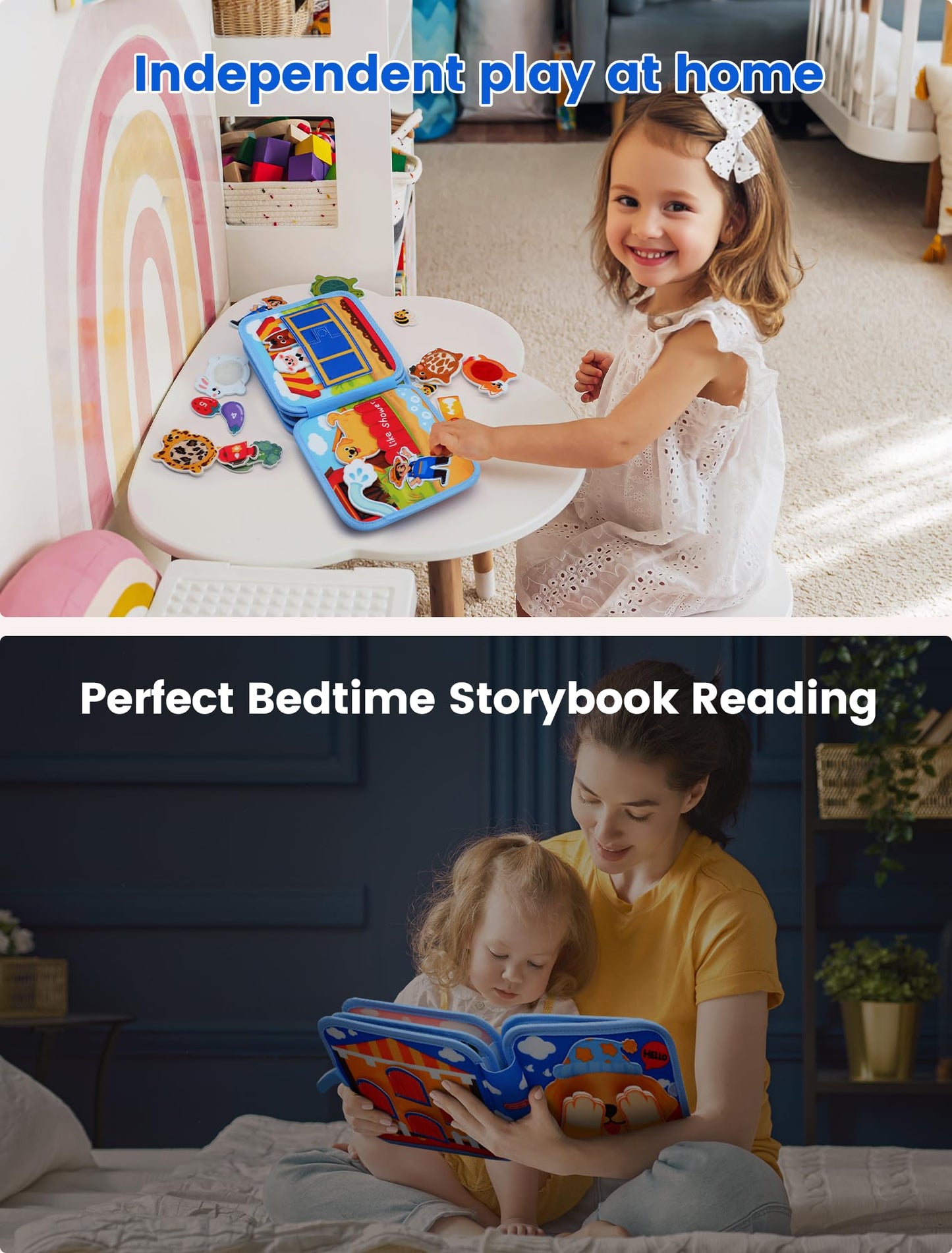 BizyKoady Toddler Busy Book for 1-3 | Montessori Felt Busy Board | Screen-Free Learning & Travel Toy