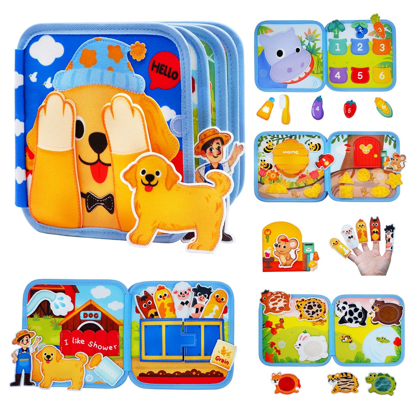 BizyKoady Toddler Busy Book for 1-3 | Montessori Felt Busy Board | Screen-Free Learning & Travel Toy