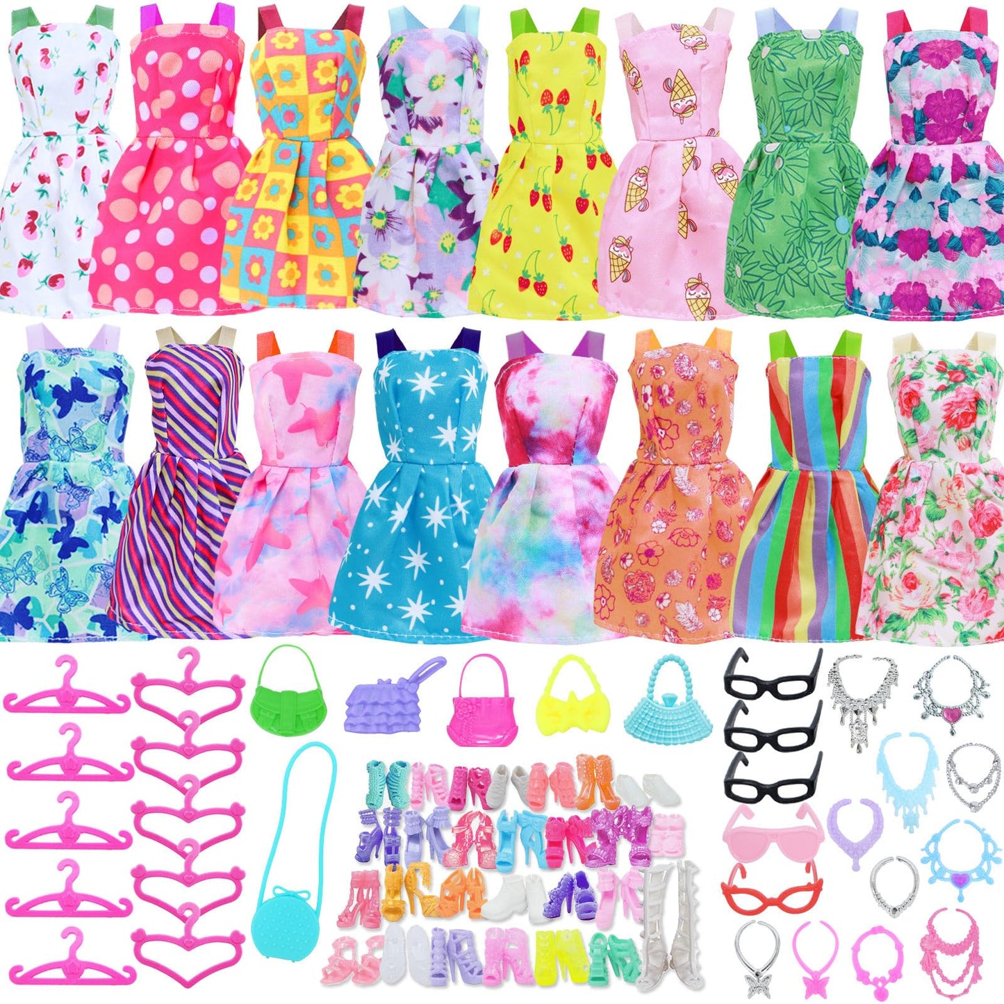 BJDBUS 42-Piece Doll Clothes & Accessories for 11.5–12 Inch Dolls