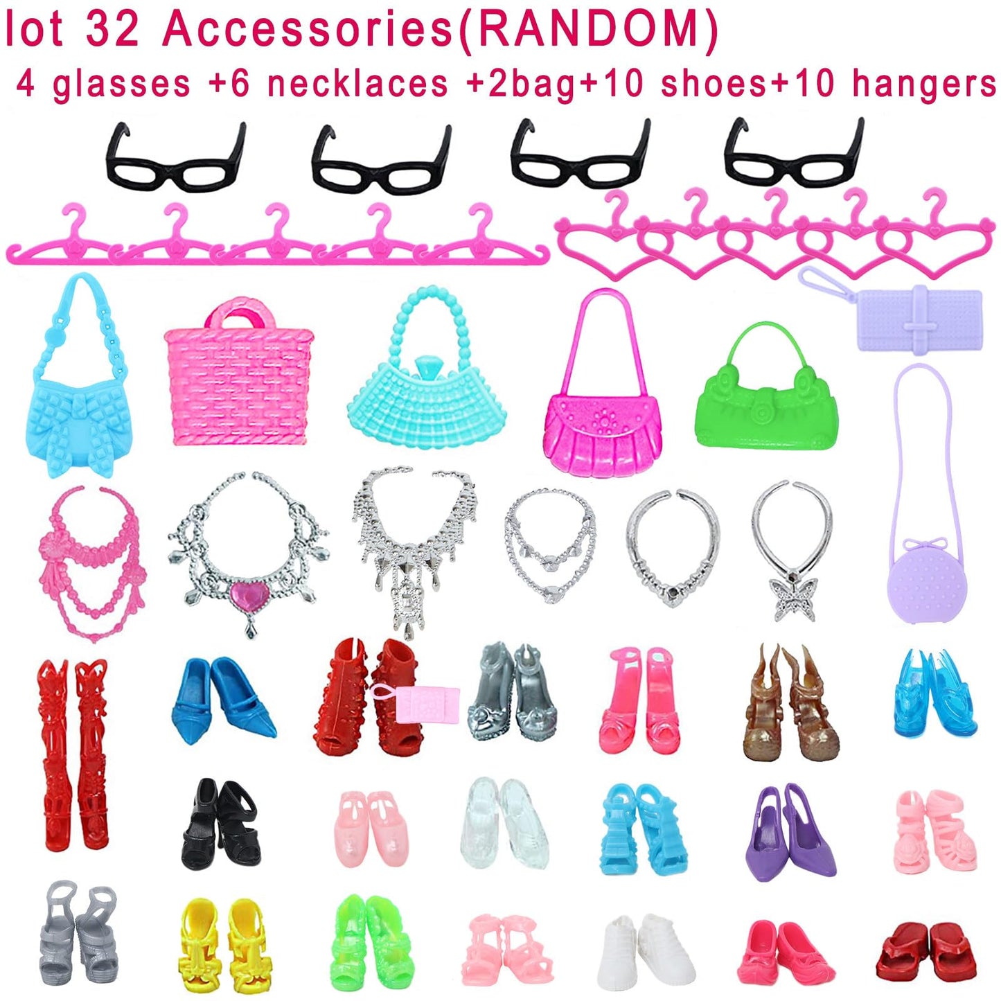 BJDBUS 42-Piece Doll Clothes & Accessories for 11.5–12 Inch Dolls