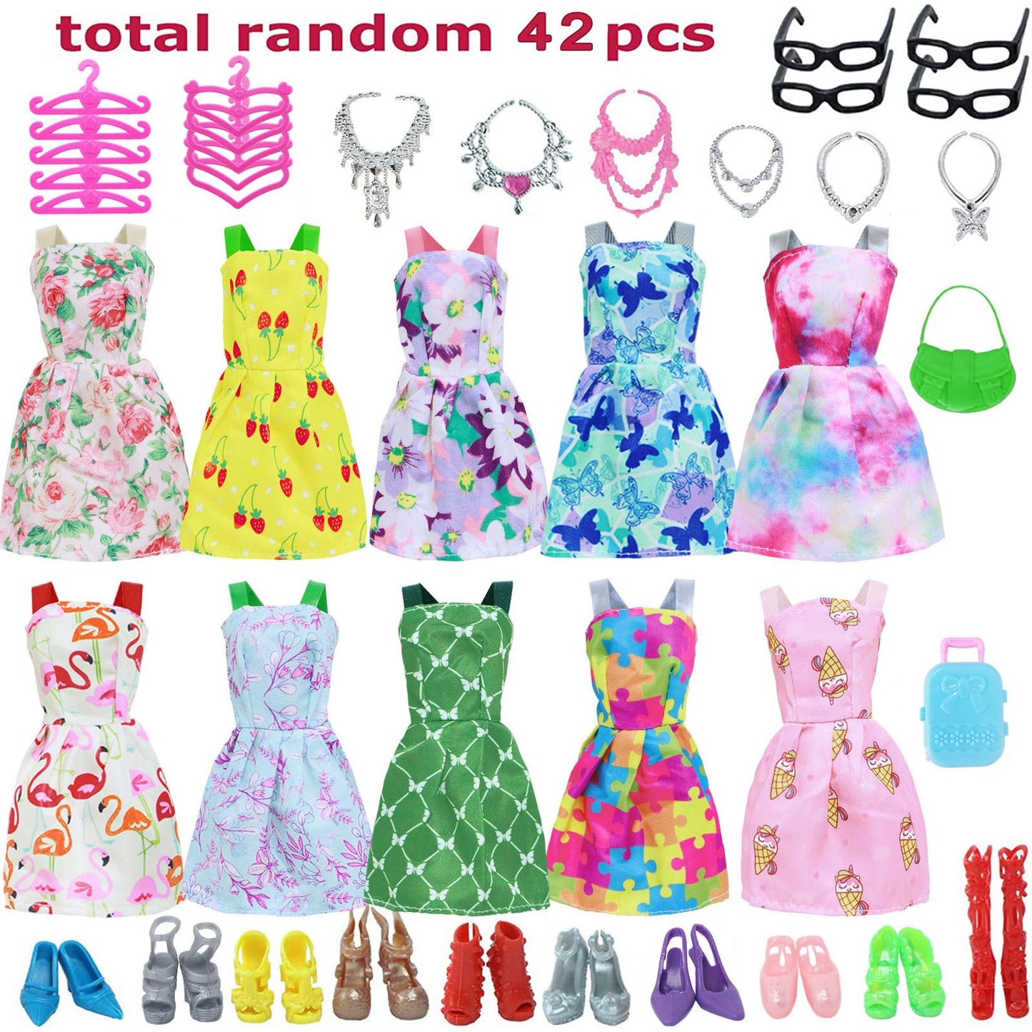 BJDBUS 42-Piece Doll Clothes & Accessories for 11.5–12 Inch Dolls