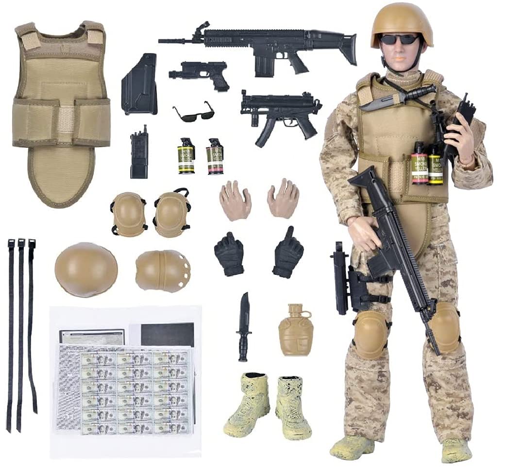 BJPEY 12-Inch Special Forces Action Figure – Desert Camouflage, 1:6 Scale
