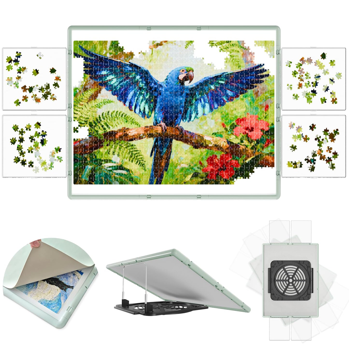 BJPuzT 1500-Piece Rotating Puzzle Table - 3-in-1 Dual-Sided, Portable 36.26x27.6 in