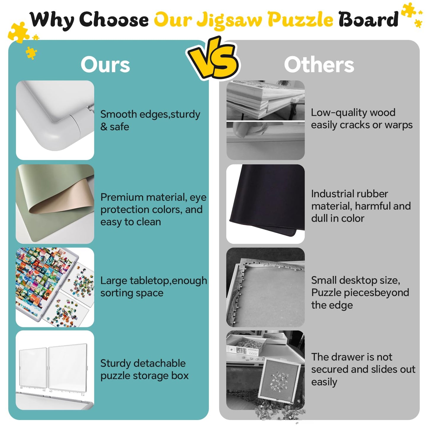 BJPuzT 1000-Piece Puzzle Table — 3-in-1 Portable Dual-Sided with 360° Rotation