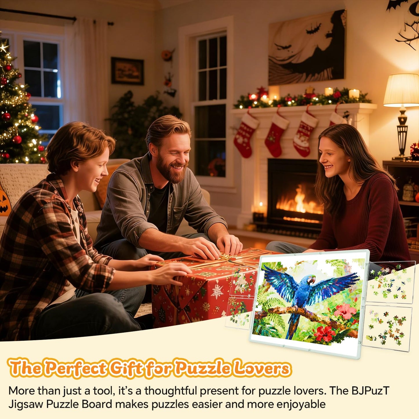 BJPuzT 1500-Piece Rotating Puzzle Table - 3-in-1 Dual-Sided, Portable 36.26x27.6 in