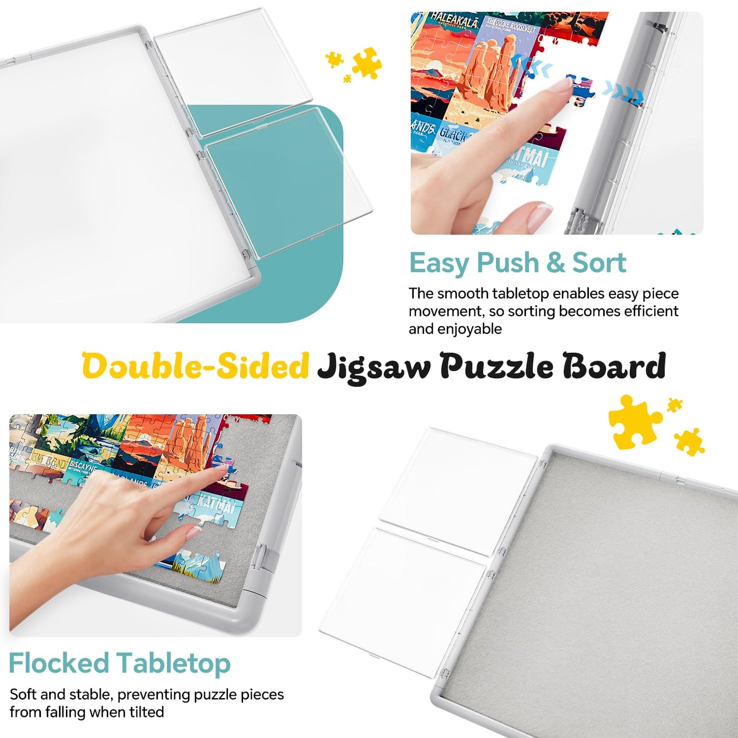 BJPuzT 1000-Piece Puzzle Table — 3-in-1 Portable Dual-Sided with 360° Rotation