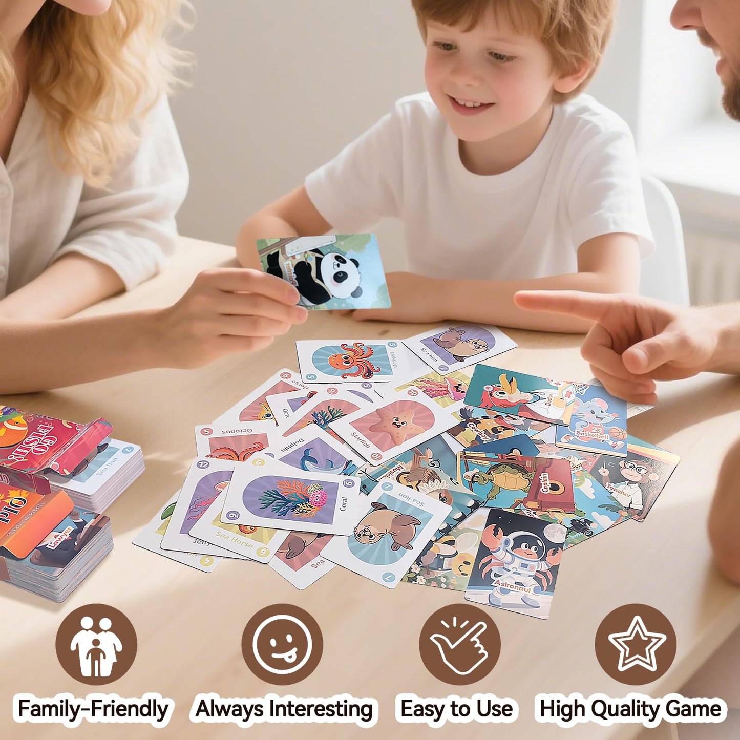 BKBNSJ 2 Decks Old Maid & Go Fish Card Game – Animal Playing Cards for Family Fun