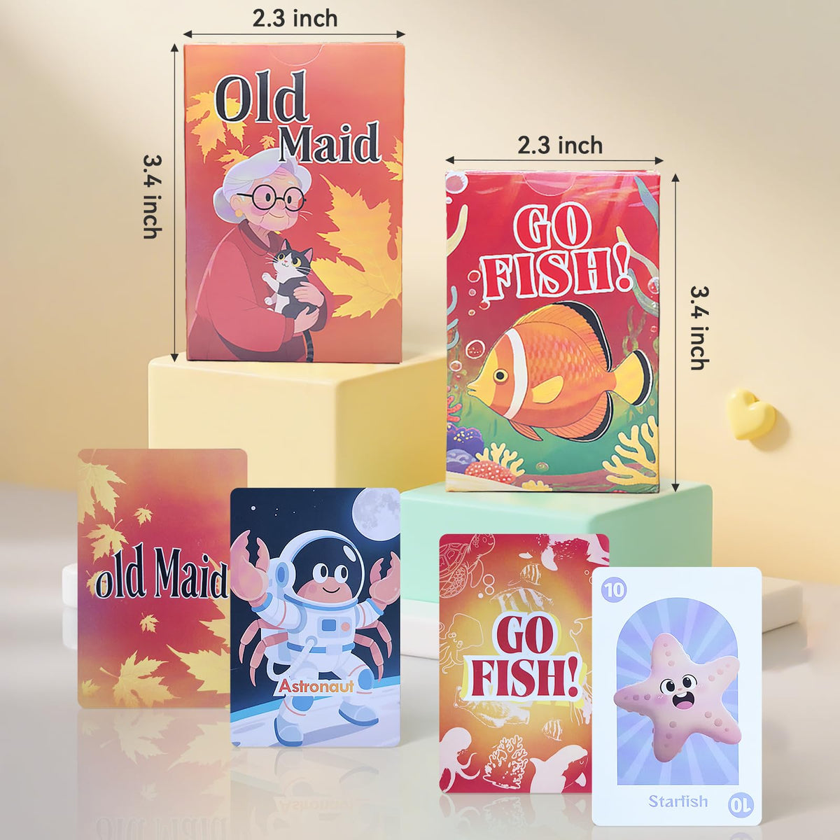 BKBNSJ 2 Decks Old Maid & Go Fish Card Game – Animal Playing Cards for Family Fun