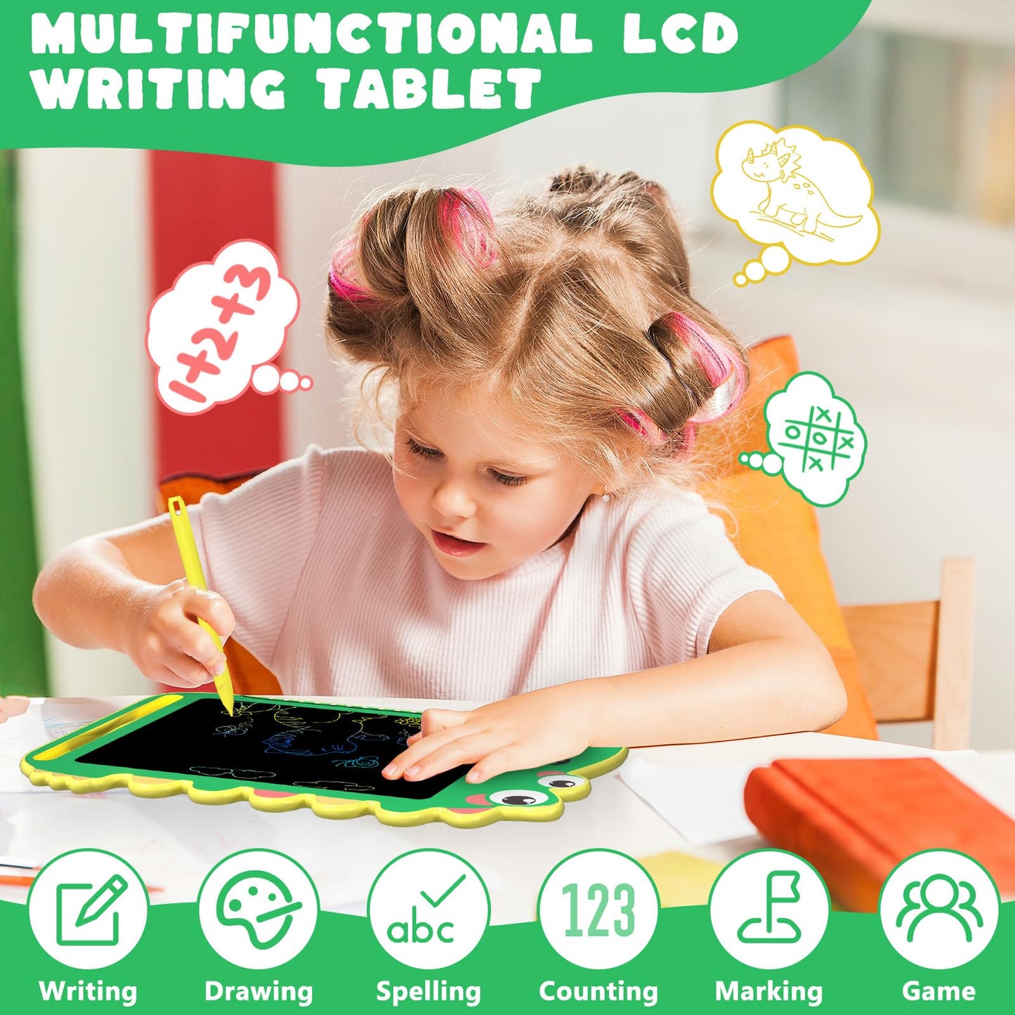 BKM LCD Writing Tablet for Kids – 8.5-Inch Doodle Board with Screen Lock, Erase Button, and Colorful Eye-Friendly Display