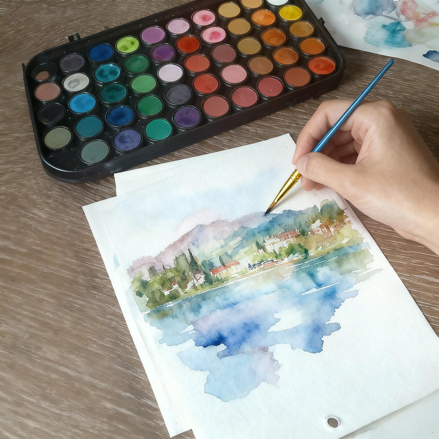 Blablaovy Watercolor Paint Set – 36 Colors with Brush, Refillable Water Pen & Palette (Non-Toxic)