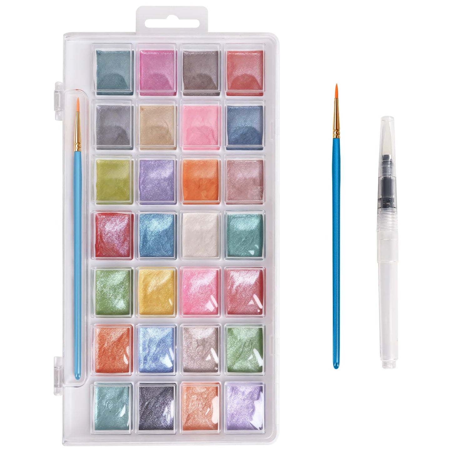 Blablaovy Watercolor Paint Set – 28 Metallic Colors with Brush, Refillable Water Brush Pen & Palette | Non-Toxic for Beginners