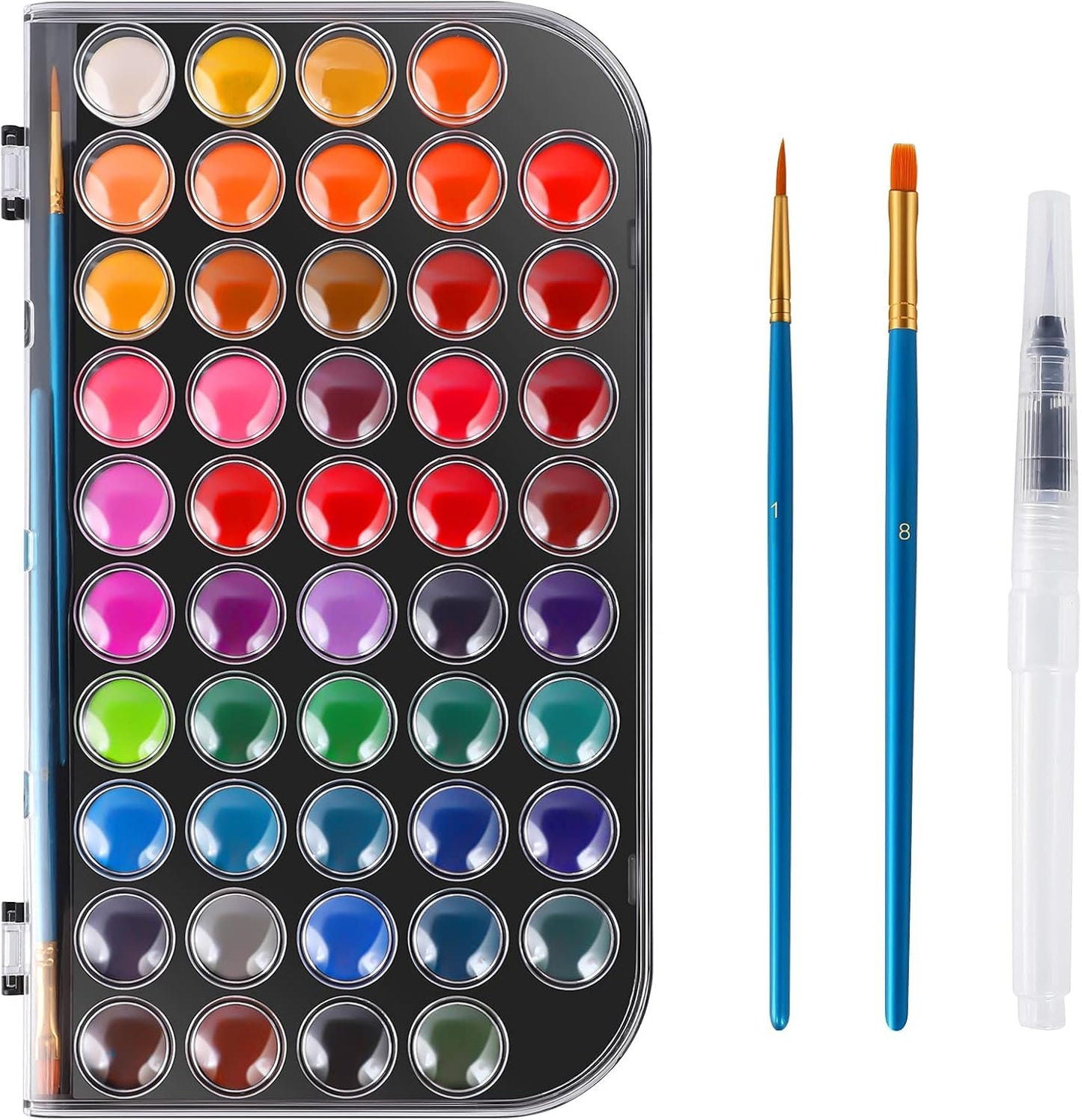 Blablaovy 48-Color Watercolor Paint Set with Brush, Water Brush Pen & Palette – Portable & Non-Toxic