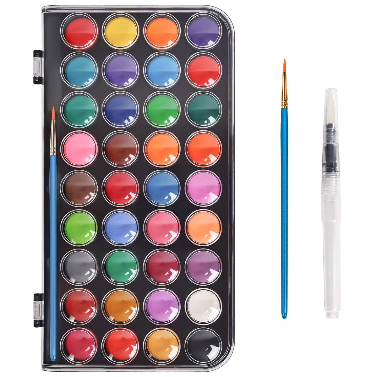 Blablaovy Watercolor Paint Set – 36 Colors with Brush, Refillable Water Pen & Palette (Non-Toxic)