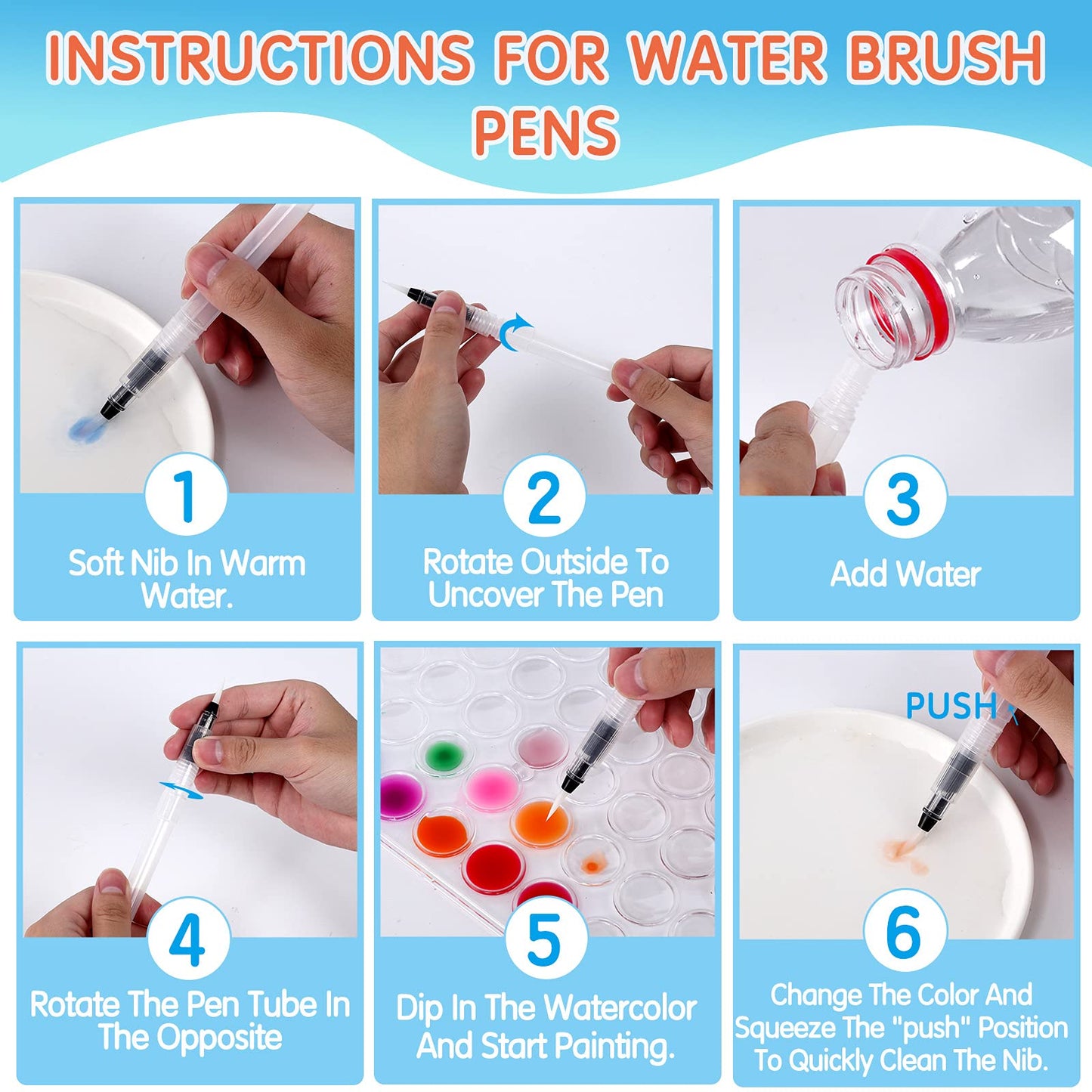 Blablaovy 48-Color Watercolor Paint Set with Brush, Water Brush Pen & Palette – Portable & Non-Toxic